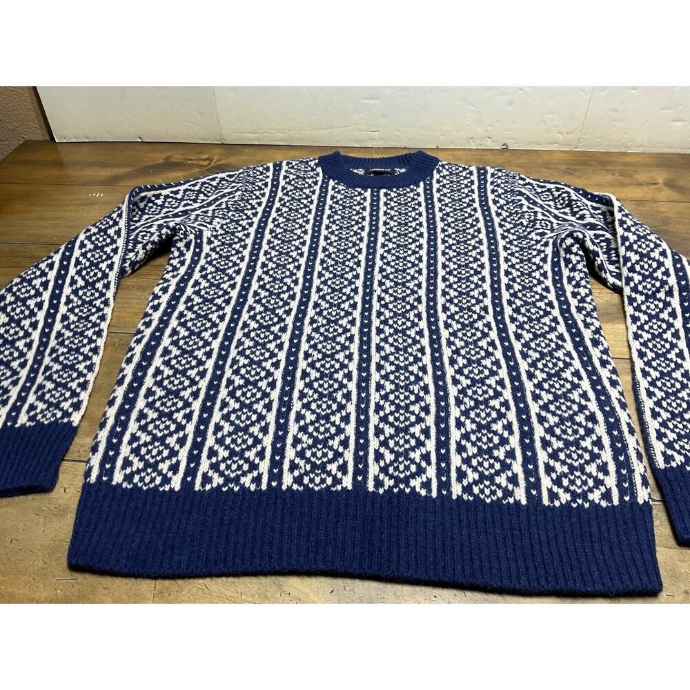 J Crew 100% Lambs Wool Jacquard Geometric Nordic Ski Sweater - Picture 2 of 9